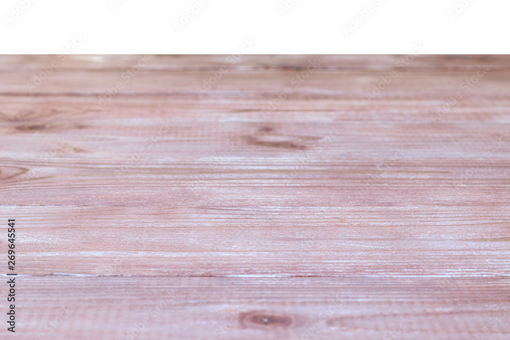 Fototapeta premium The surface of the wooden table isolated on a white background.