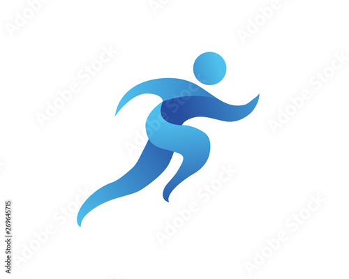 Passionate Fast Sprint Runner Symbol In Isolated White Background