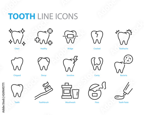 set of tooth icons  such as dentist  clean  protect  treat  oral