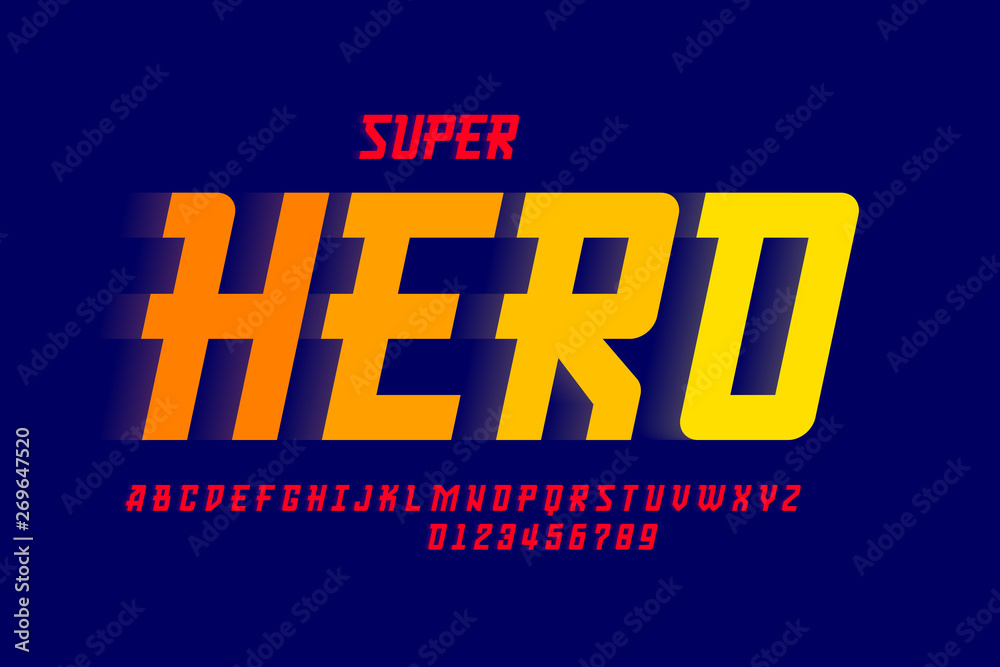 Comics Superhero font design, alphabet letters and numbers Comics Superhero font design, alphabet letters and numbers
