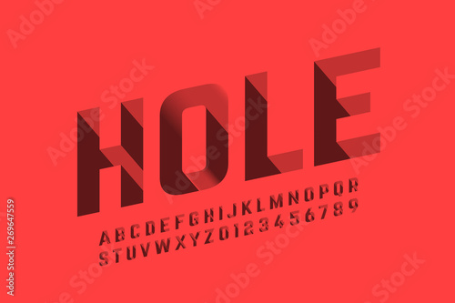 Isometric 3d font design, three-dimensional alphabet letters and numbers photo