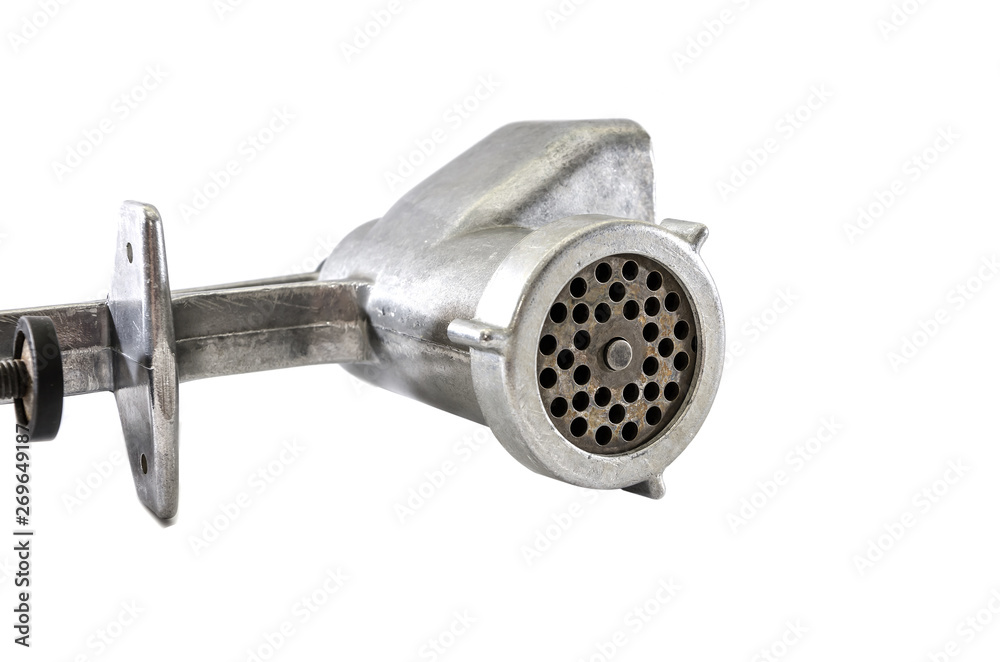 manual meat grinder isolated on white background manual meat grinder isolated on white background