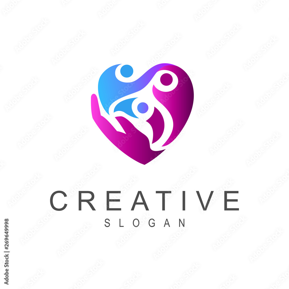 logo of people and hands, love symbol, heart icon logo of people and hands, love symbol, heart icon