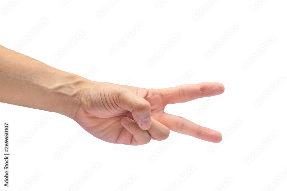 Scissor hand sign, hand with two fingers up Stock Photo Adobe Stock