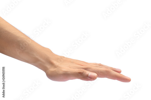 Flat hand down on white background
