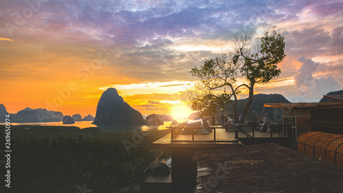 Phang Nga bay from sametnangshe view point  Phangnga Thailand