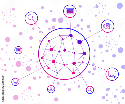 Artificial intelligence services that provide smart search, image recognition, voice recognition, text analysis. White background