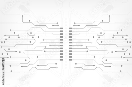 Circuit board grayscale tone futuristic digital technology communication system background template vector design. HUD element technology control panel texture illustration.