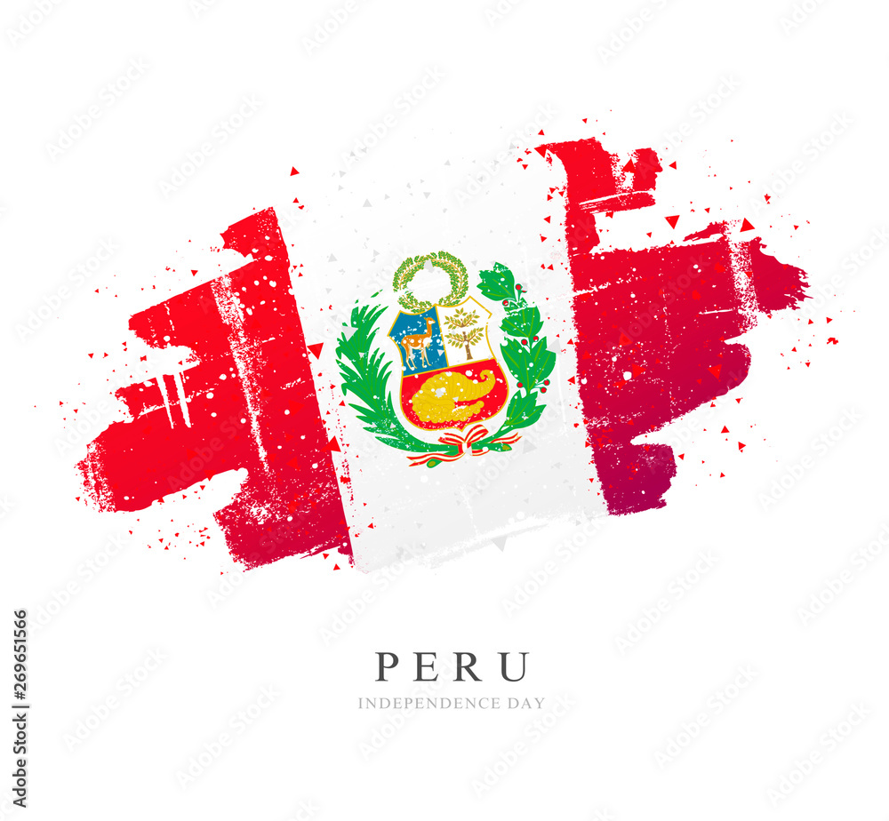 Flag of Peru. Vector illustration on white background. - obrazy, fototapety, plakaty 