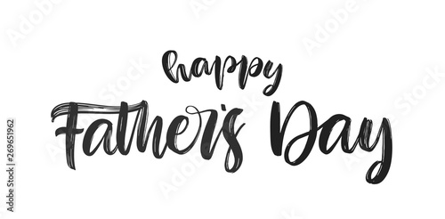 Handwritten calligraphic brush type lettering of Happy Father's Day on white background.