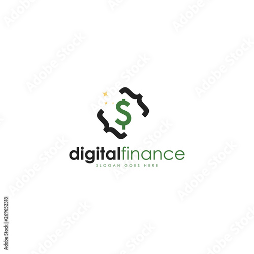 Digital finance logo. Fintech logo template