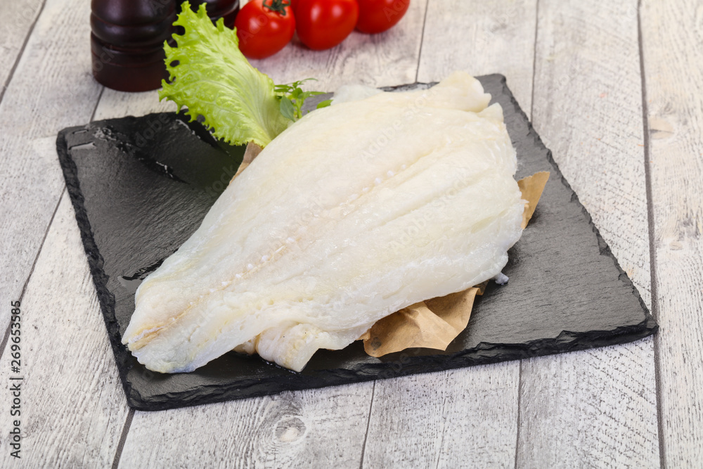 Raw halibut fillet Raw halibut fillet