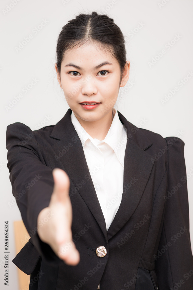 Business asian smart women with black suit white collar Business asian smart women with black suit white collar