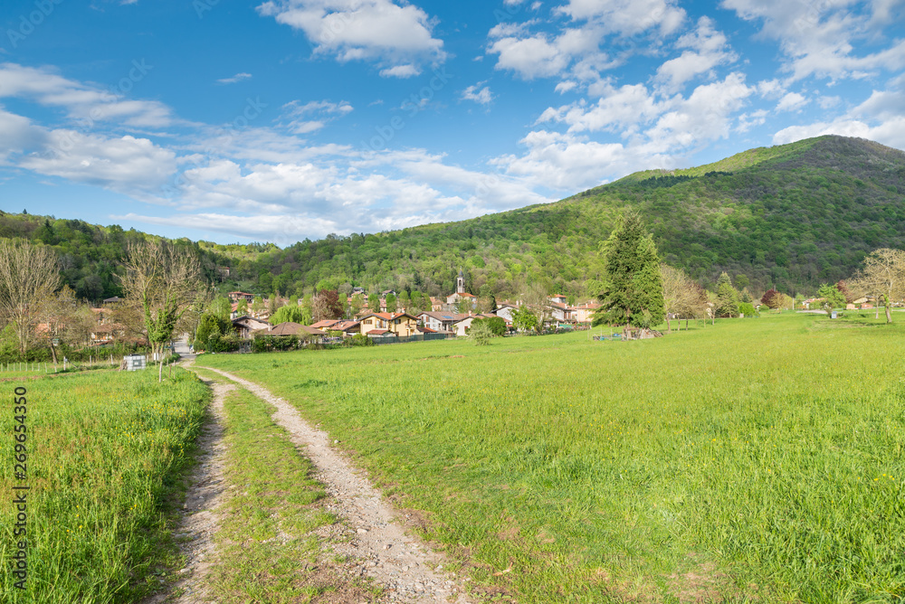 Picturesque view of a protected area in northern Italy. Campo dei Fiori regional park and village of Brinzio, province of Varese, Lombardy Picturesque view of a protected area in northern Italy. Campo dei Fiori regional park and village of Brinzio, province of Varese, Lombardy