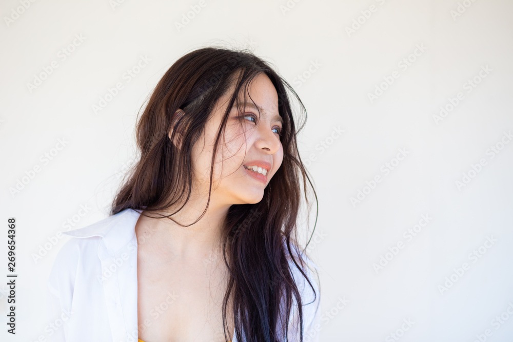 Fashion business asian women post on white background Fashion business asian women post on white background