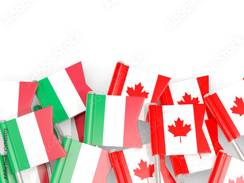 Pins with flags of Italy and canada isolated on white. © Mikhail Mishchenko