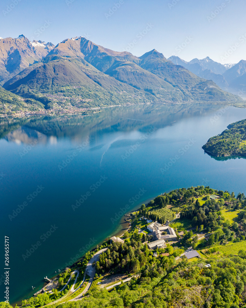 Abbazia di Piona - San Nicola - Lago di Como (IT) - Priorato - Panoramica aerea 