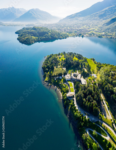 Abbazia di Piona - San Nicola - Lago di Como (IT) - Priorato - Panoramica aerea  photo