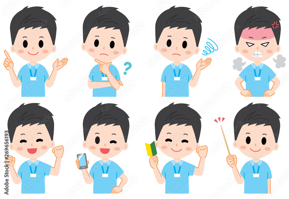 Caregiver helper staff illustration set Caregiver helper staff illustration set
