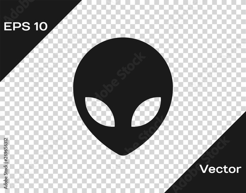 Grey Alien icon isolated on transparent background. Extraterrestrial alien face or head symbol. Vector Illustration