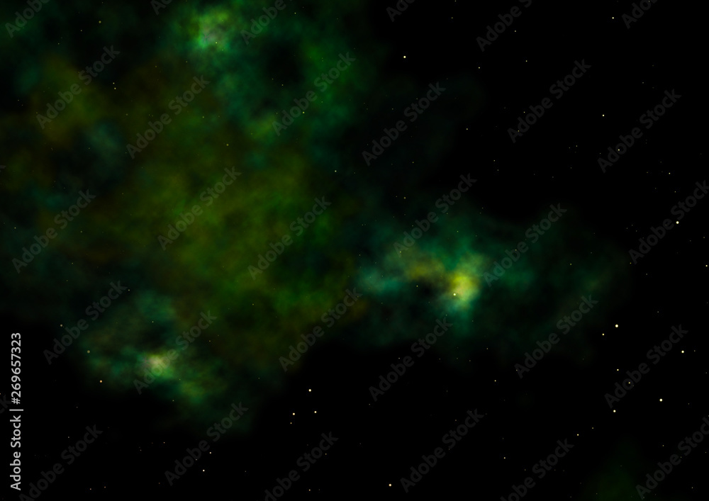 Star field in space and a nebulae. 3D rendering Star field in space and a nebulae. 3D rendering
