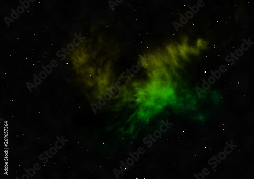 Star field in space and a nebulae. 3D rendering