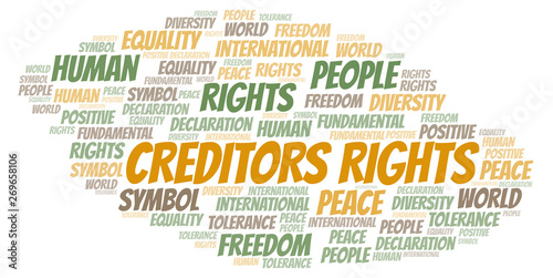 Creditors Rights word cloud. Wordcloud made with text only.