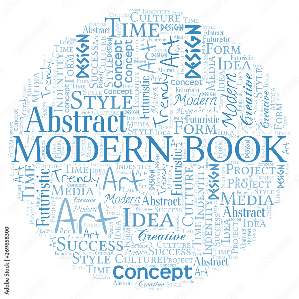 Fototapeta premium Modern Book word cloud. Wordcloud made with text only.