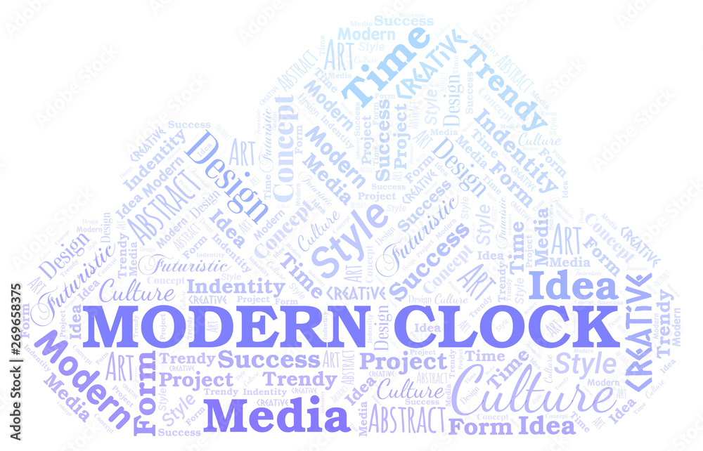 Obraz premium Modern Clock word cloud. Wordcloud made with text only.