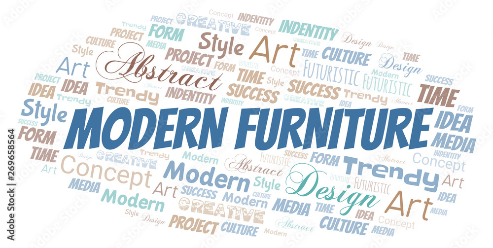 Fototapeta premium Modern Furniture word cloud. Wordcloud made with text only.