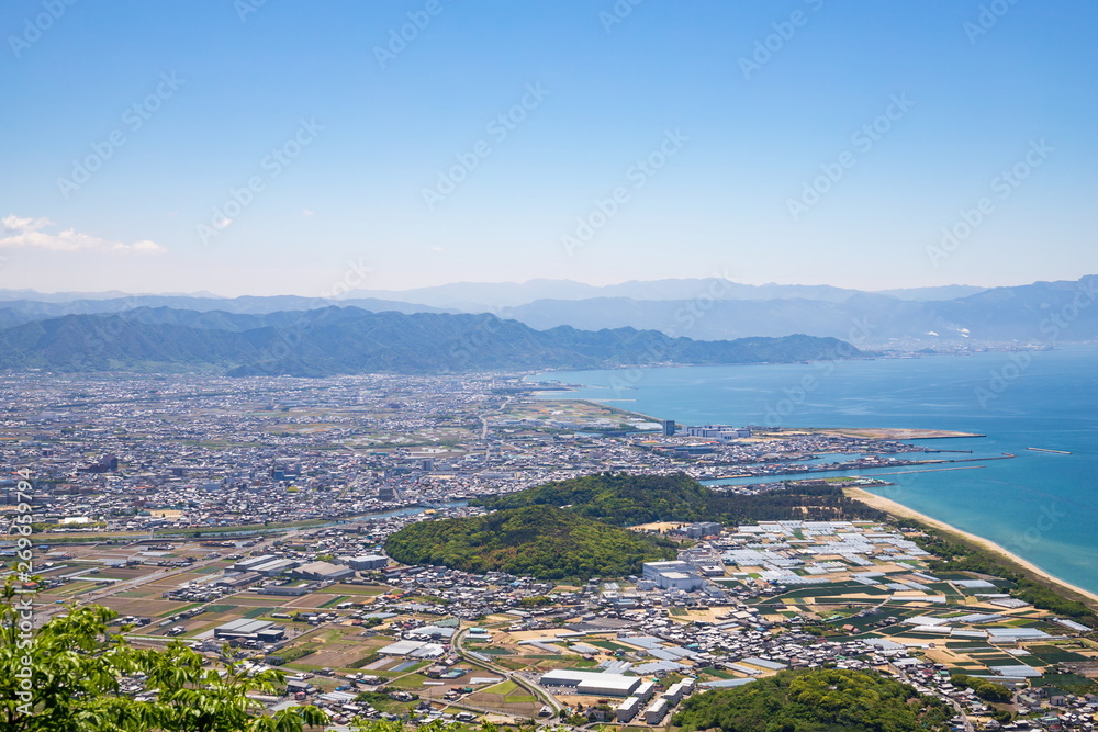 Cityscape of kanonji city and Coastline ,Shikoku,Japan