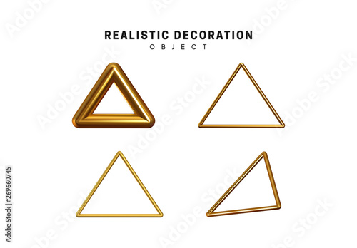 Free Download Gold geometric shapes. Golden decorative design elements isolated on white background. - GFXLoad