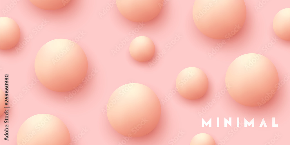 Realistic ball spheres, abstract background with 3d elements.