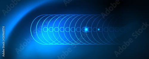 Neon glowing techno lines  hi-tech futuristic abstract background template  vector