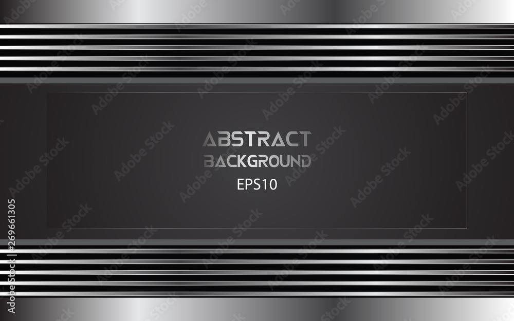 Black abstract tech geometric background. Line metallic silver shape with light pattern composition. Blank space on for text and background design. Black abstract tech geometric background. Line metallic silver shape with light pattern composition. Blank space on for text and background design.