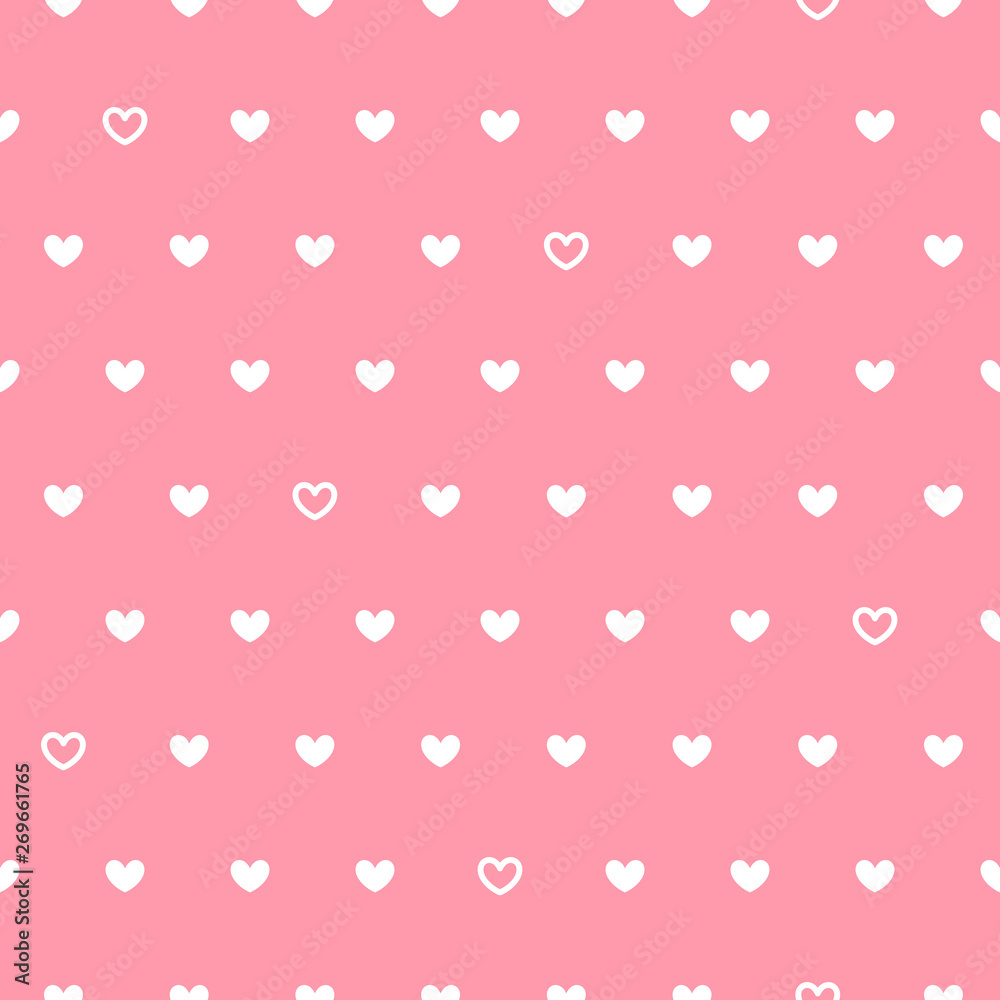 Hearts seamless pattern on pink background