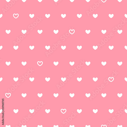 Hearts seamless pattern on pink background