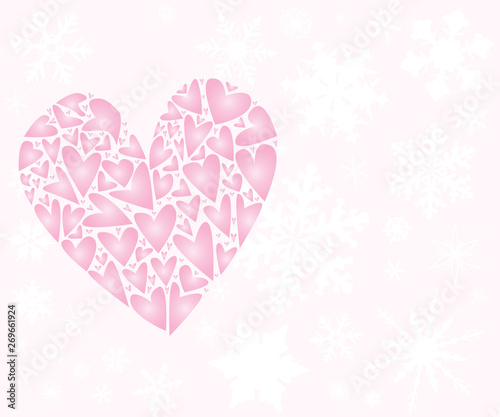 Winter Love With a Pink Heart And Snow