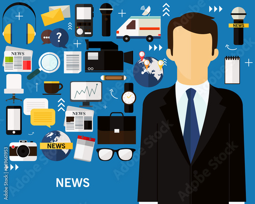 News concept background. Flat icons.