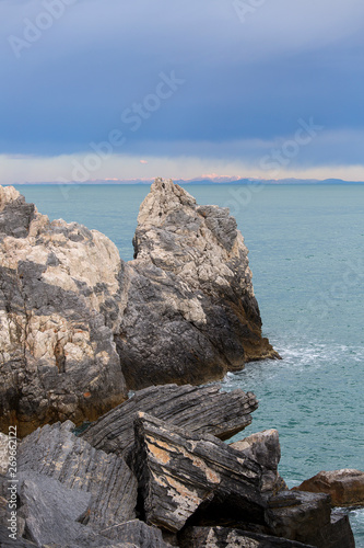 View on Byron Grotto in the Bay of Poets, Portovenere, Italian Riviera