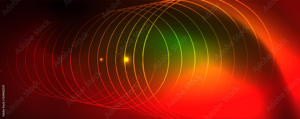 Techno glowing background, futuristic dark template with neon light effects and simple forms, vector Techno glowing background, futuristic dark template with neon light effects and simple forms, vector