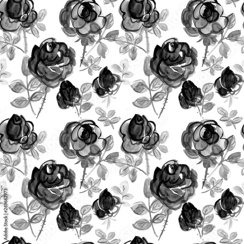 Roses raster watercolor sea...