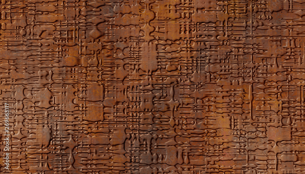 abstract rusty metal sci fi panel
