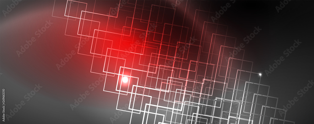 Fototapeta premium Shiny neon techno template. Neon lines background, 80s style laser rays
