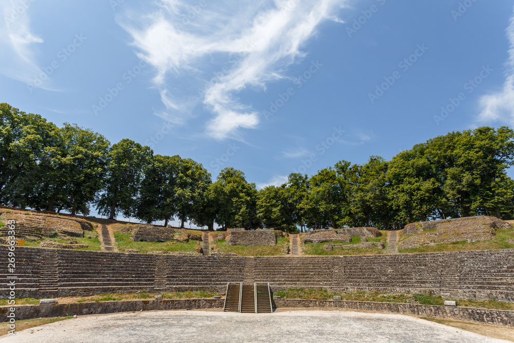 Fototapeta premium Ancient Roman ruins (theatre) in Autun historic town, France