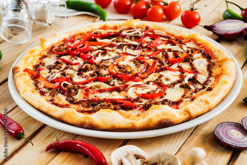 tasty italian pizza with fresh ingredients