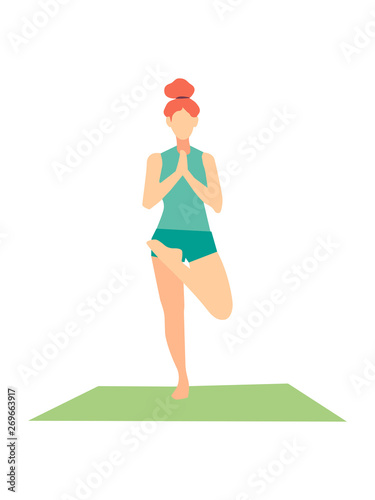 girl practicing yoga. color vector illustration isolated on white © YULIIA