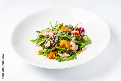 salad with tuna on the white plate