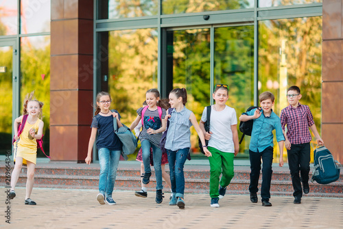 Group of kids going to school together.