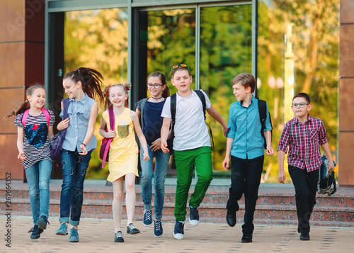 Group of kids going to school together.